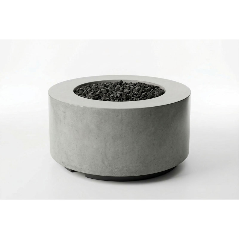 Seniah Round Concrete Outdoor Fireplace, Gray, Propane