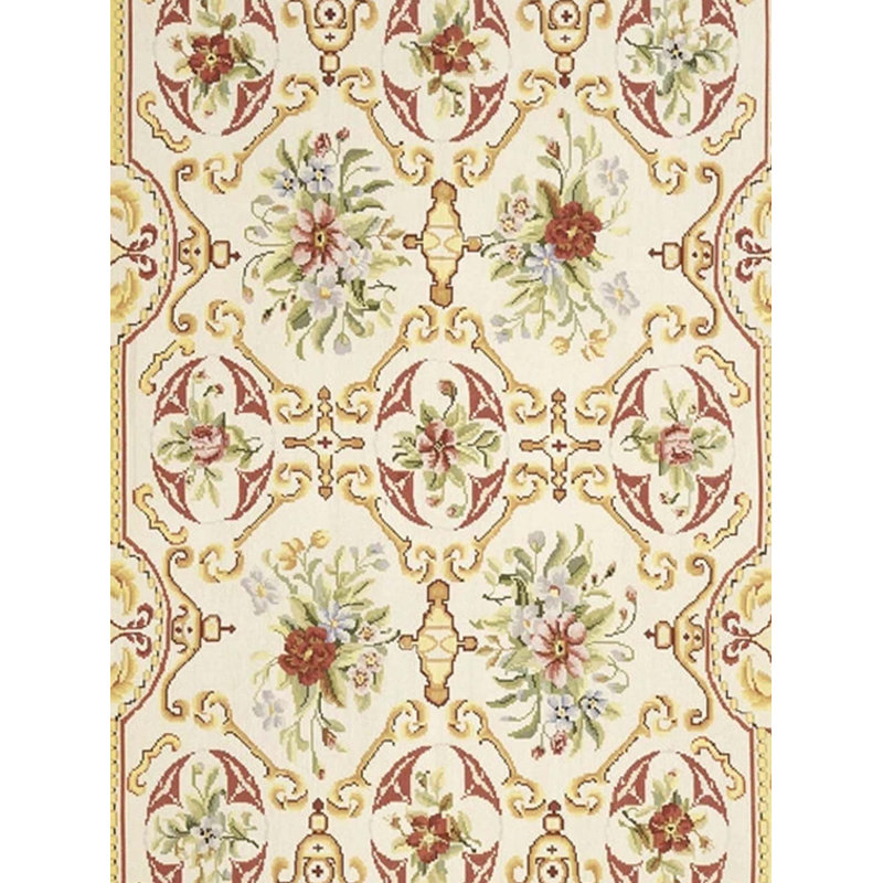Wool Floral Area Rug, Rectangle 4' x 6'
