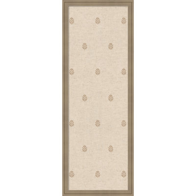 Framed Fabric Magnetic Board Beige Botanical Block Print Printed Linen Bulletin Board