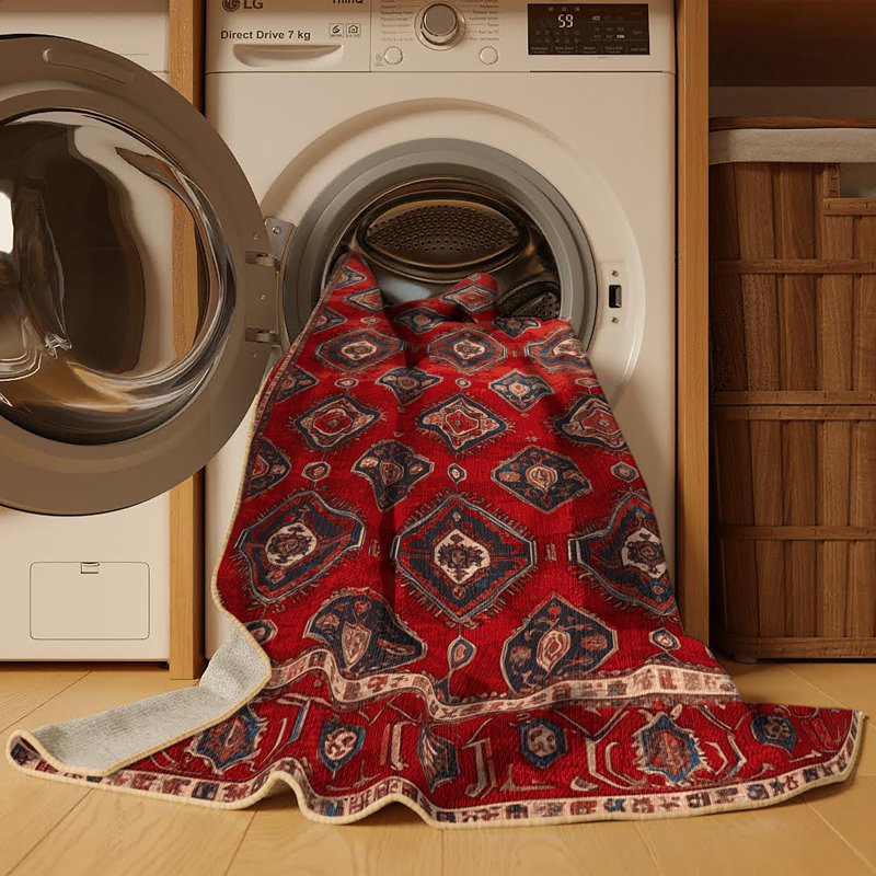 Tapis brun lavable à la machine, Rond 4 pi