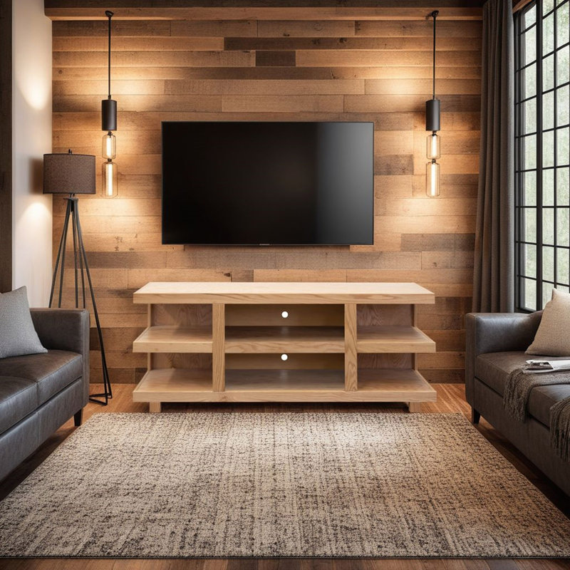 Meuble télé 64 po pour téléviseur de 70 po ou moins, aucun assemblage requis, Naturel