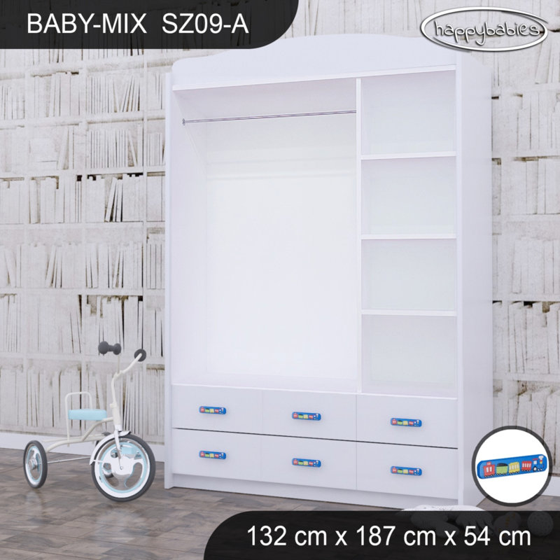 Baby 3 Door Wardrobe, Blue/White