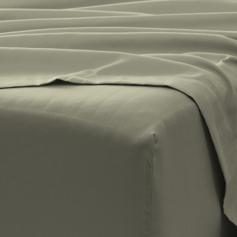 Sateen Double Brushed Microfiber Sheet Set, Herbal Sage, Cal.King Sheet Set + Fitted Sheet + 2 Pillowcase