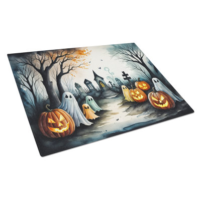 Ghosts Spooky Halloween Glass Cutting Board Large