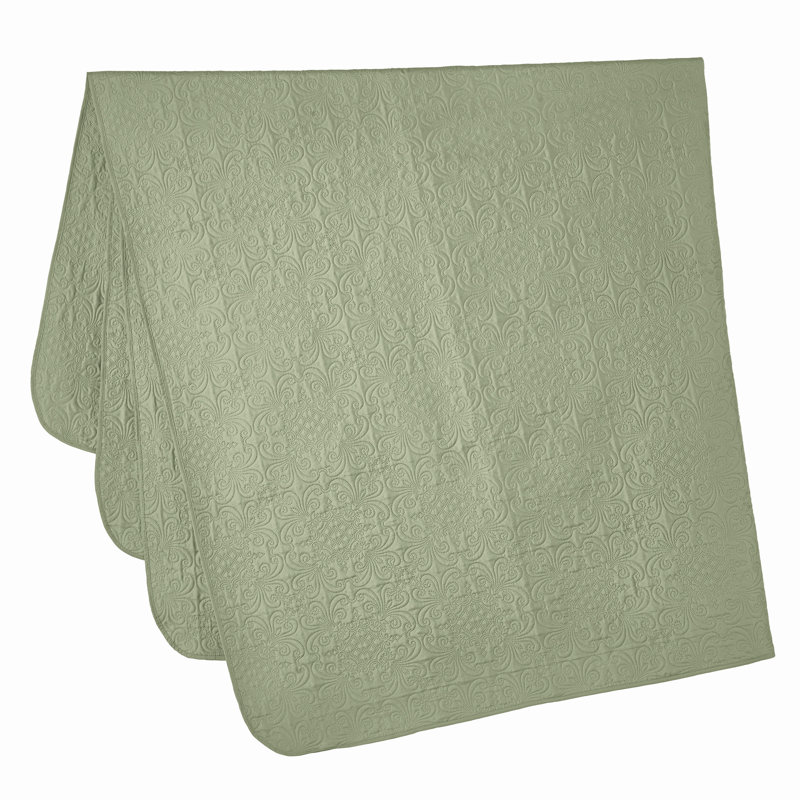 Luca 3-Piece Lightweight Microfiber Oversized Bedspread Set, Queen Coverlet/Bedspread + 2 Standard Shams, Sage