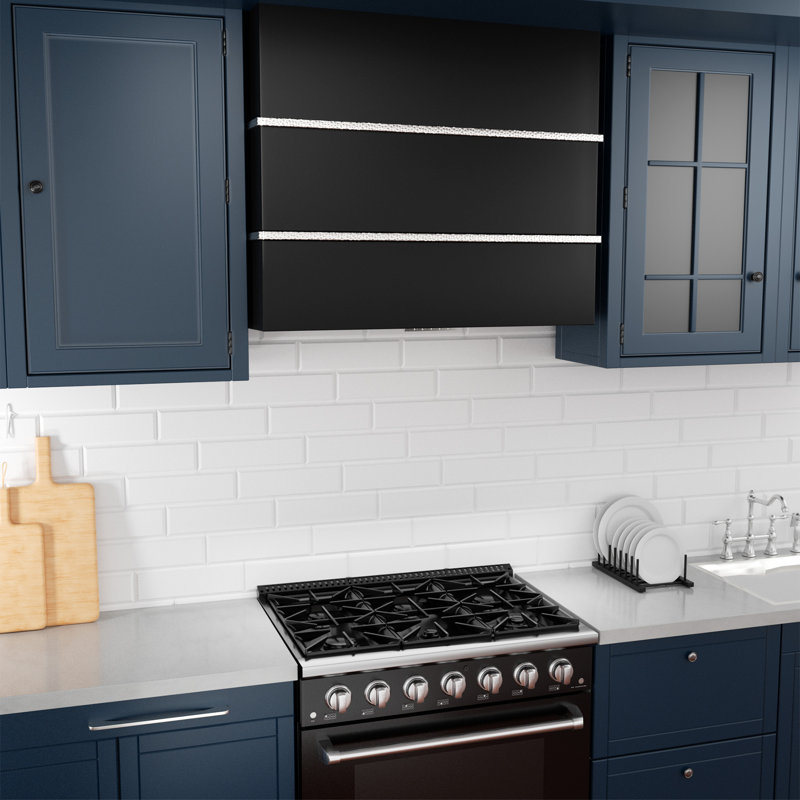 Hotte de cuisine murale Ak conduit 600 (ventilée) requise, Noir / nickel