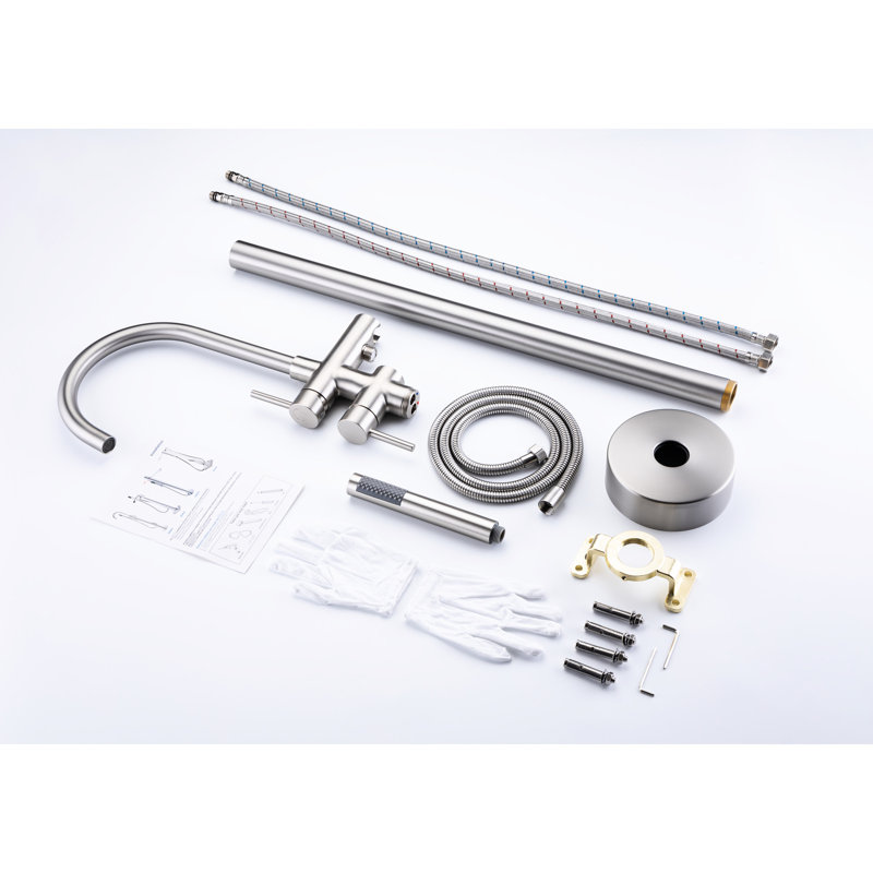 Brushed Nickel Tub Filler With Seals And 9.95 Lb Weight Freestanding In Stainless Steel Drip- Design