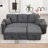 Sleeper Sectional Sofa Bed with Side Shelf and 2 Stools-2070167805