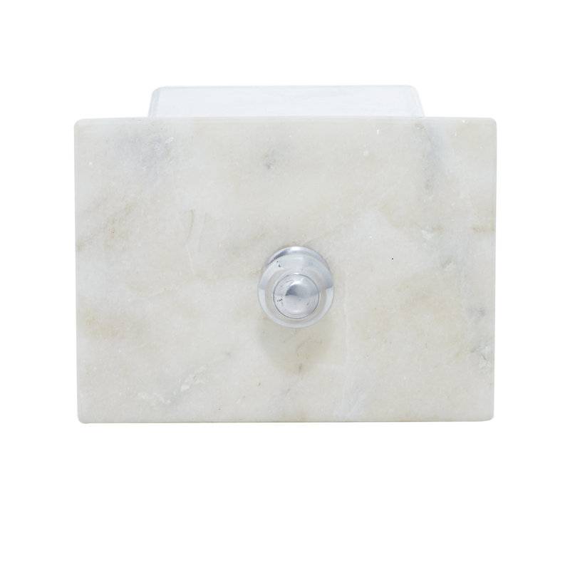 Gray Marble and Silver Metal Rectangular Jewelry Box