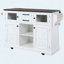 Îlot de cuisine 54,9 po avec rallonge, prise de courant, chariot de rangement de cuisine avec 4 tablettes de porte, portes de grange en croix et porte en verre visuel, îlot de cuisine roulant sur 4 roues pour la cuisine, la salle à manger, blanc-128964633