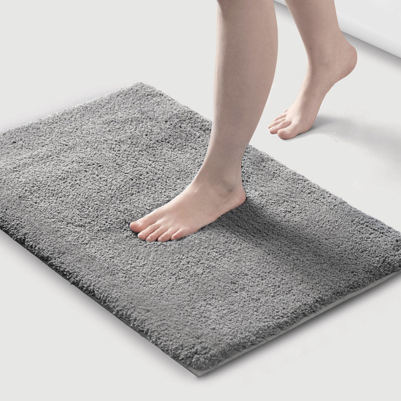 20X30" Bath Rug, Spa - Quality, Heavy Weight, Microfiber, Absorbent, Quick Dry, , Non Skid Latex Backing, High Pile, Soft Fade , Grey, Machine Washable Heavy Weight Microfiber Bath Rug With Spa