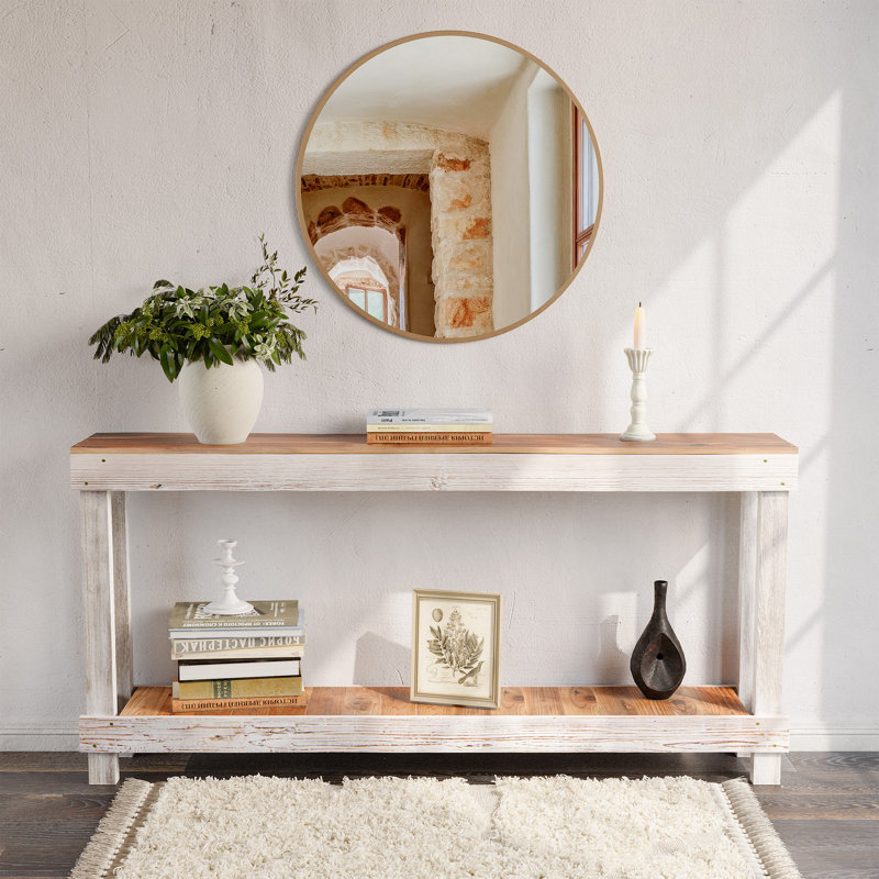 Console en bois massif 60 po, Blanc, H 30 po x l 60 po x P 10 po
