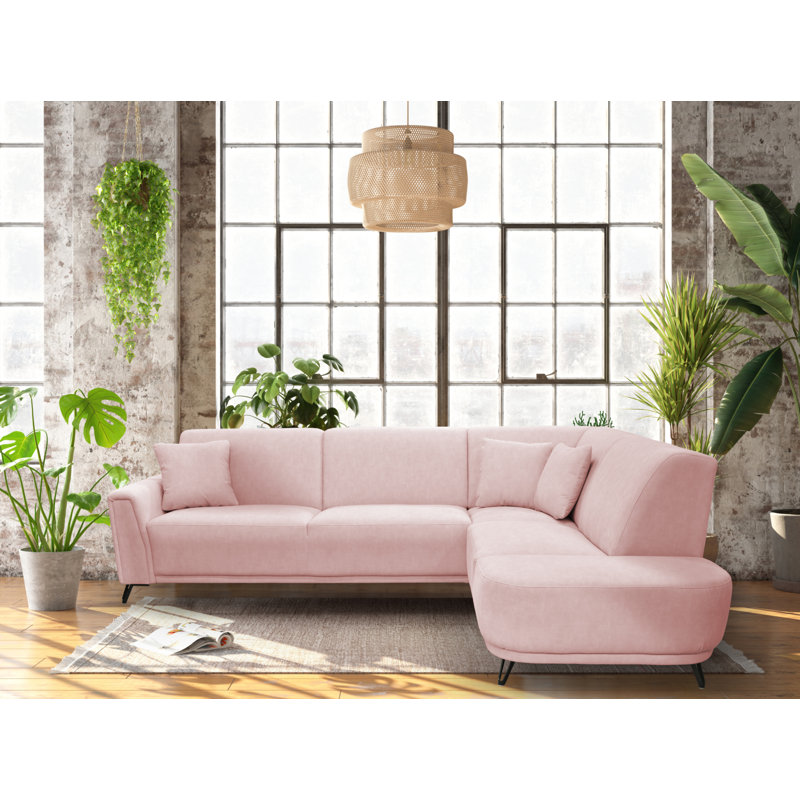 Vecellio 4 Seater Corner Sofa , Right facing, Pink