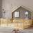 Floor Bed with High Rails, Wooden Montessori Bed with Light-279073293-279073288