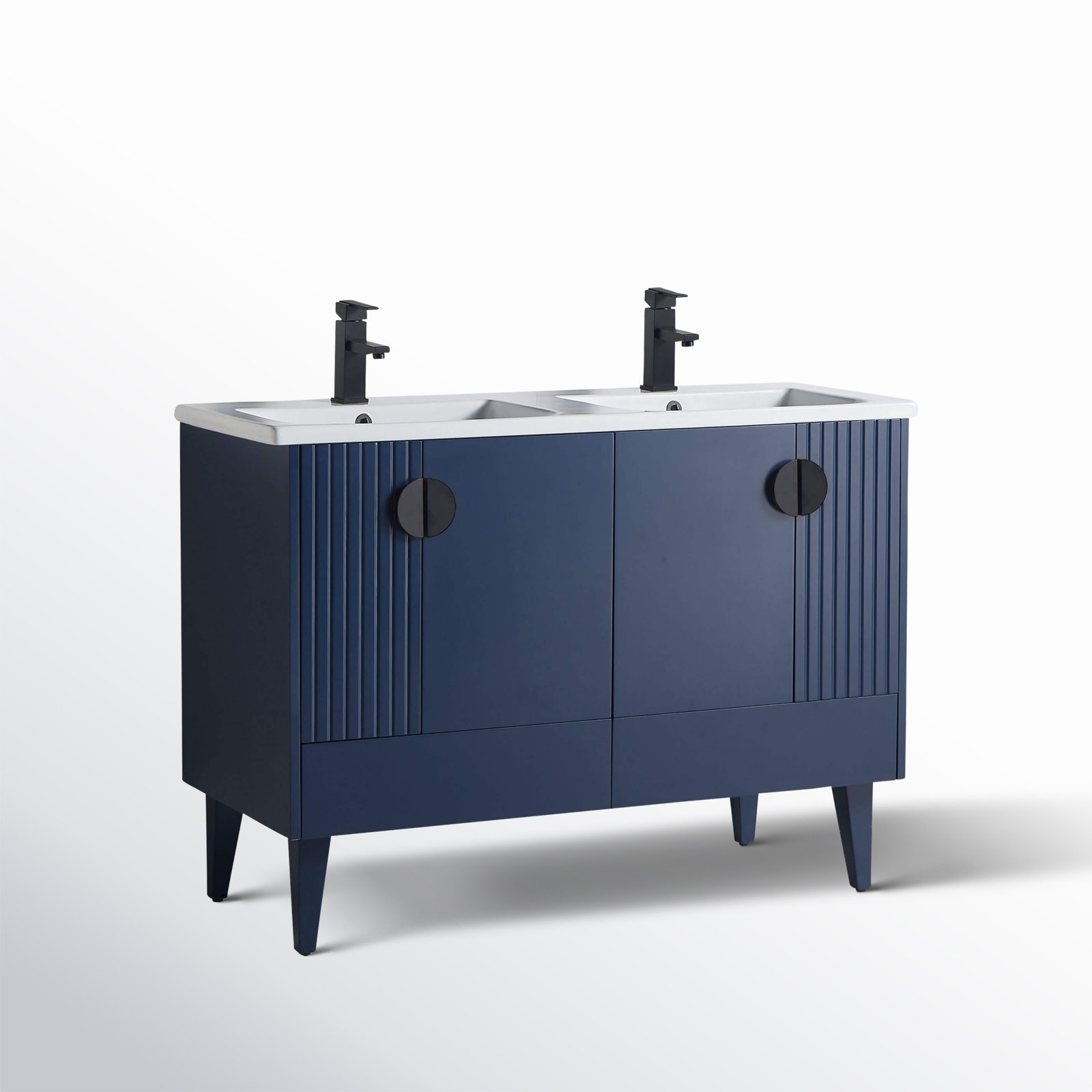 Saimah 47.25'' Double Bathroom Vanity, Black, Navy Blue