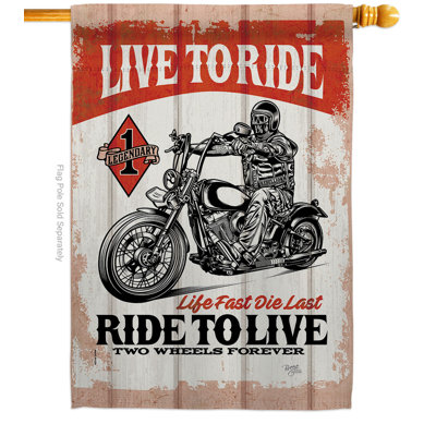 Drapeau de maison en polyester 28 po x 40 po Love To Ride