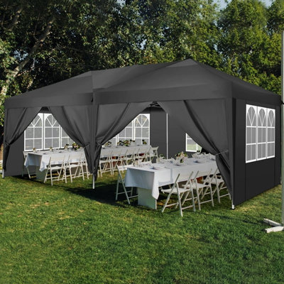 Tente escamotable 236 × 118 po, tente commerciale imperméable avec 6 parois latérales amovibles