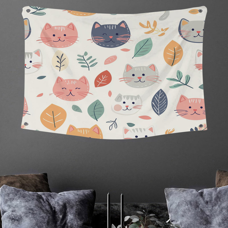 Tapisserie murale chats - Décoration murale animal, H 50 po x l 60 po