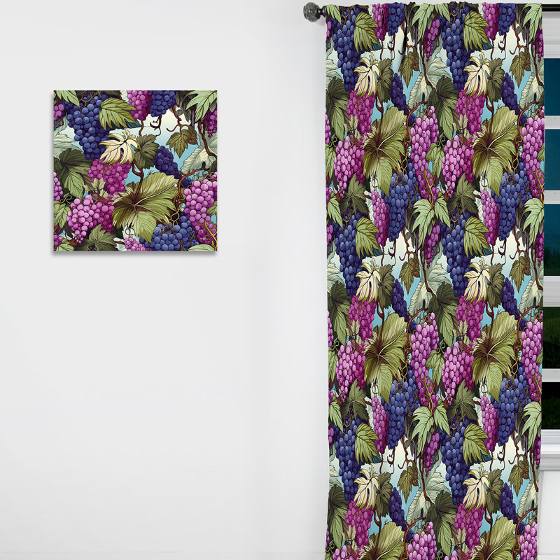 Lush Vineyards Tropical Pattern - Floral Curtain - Velvet Room Darkening - 1 panel, 52" W x 90" L