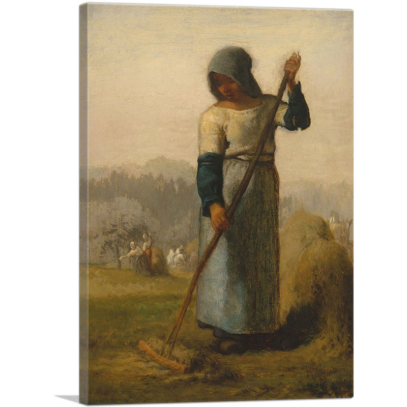 «Woman with a Rake 1857» par Jean-François Millet - reproduction d'art sur toile tendue, H 26 po x l 18 po x P 0,75 po