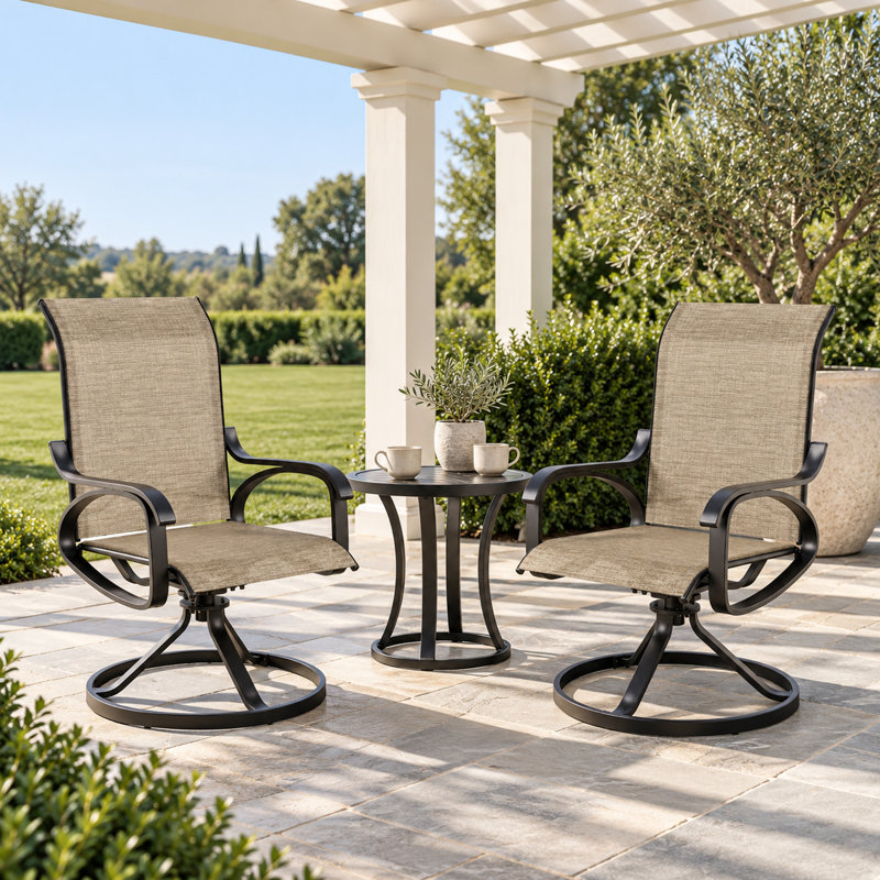 Ensemble de 2 chaises d'extérieur pivotantes à bascule pour patio - brun, Brun