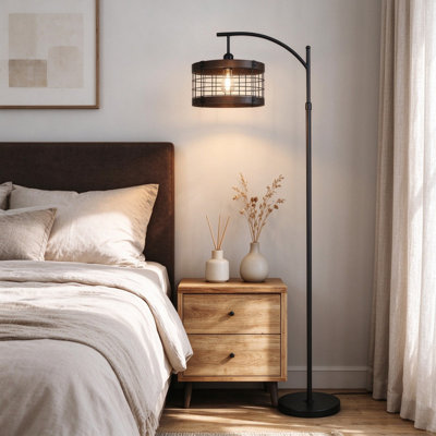 Arc Floor Lamp with Remote Control & Dimmable LED Bulb