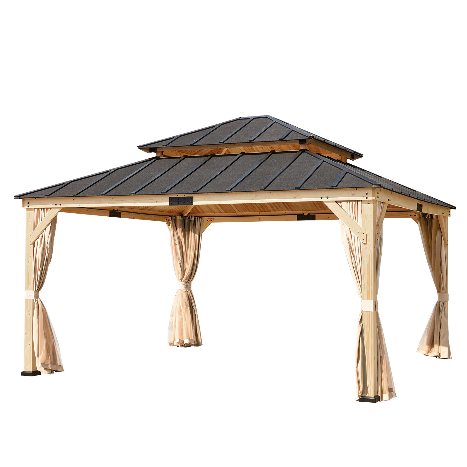 EROMMY 15 Ft. W x 13.5 Ft. D Solid Wood Patio Gazebo & Reviews Wayfair