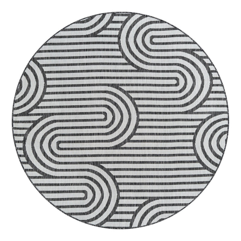 Tapis intérieur / extérieur d'extérieur moderne, Rond 6 pi 1 po