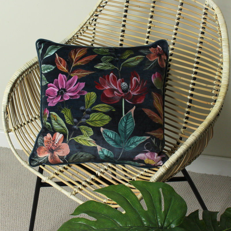 Midnight Garden Floral Velvet Cushion Cover