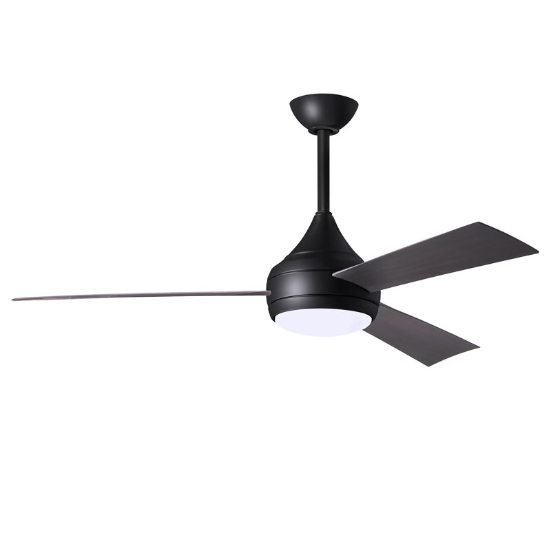 Donaire LED Outdoor Downrod Ceiling Fan, Matte Black, Brushed Bronze