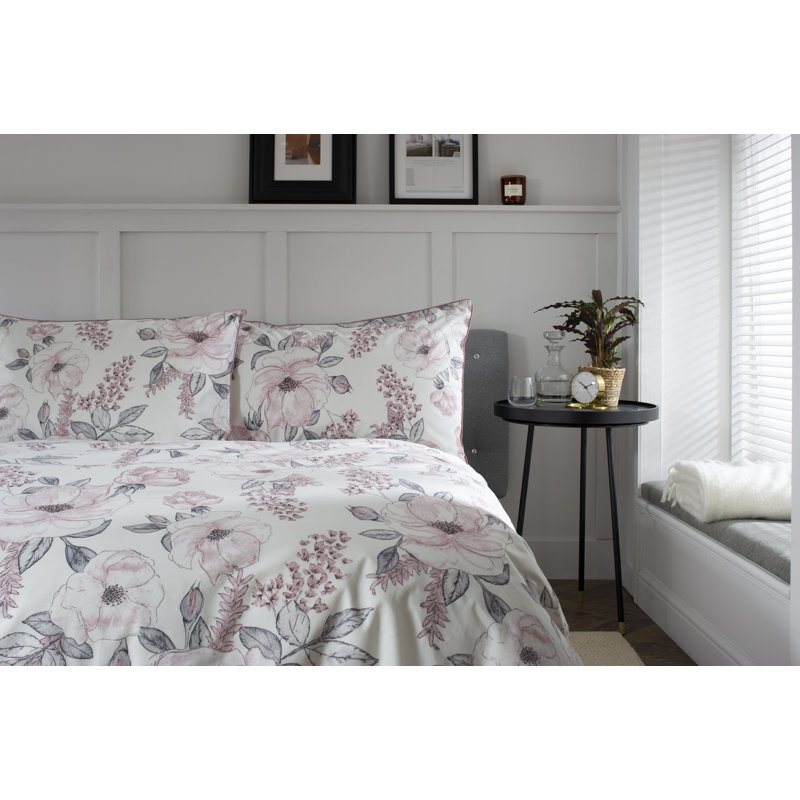 Cotton Floral Duvet Cover Set with Pillowcases, Single - 1 Standard Pillowcase