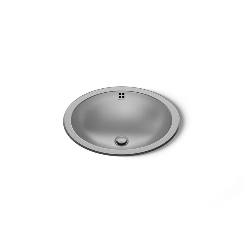 Bachata Metal Oval Undermount Bathroom Sink with Overflow, Luster