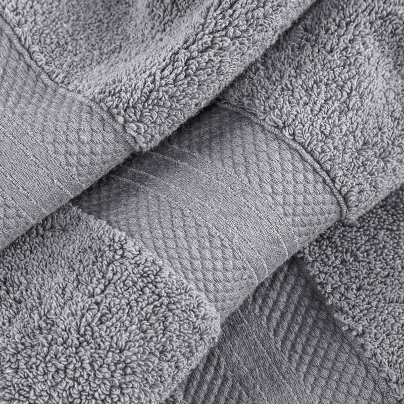 Aria 100% Turkish Cotton Heavyweight Absorbent Plush Bath Towel Set, Gray