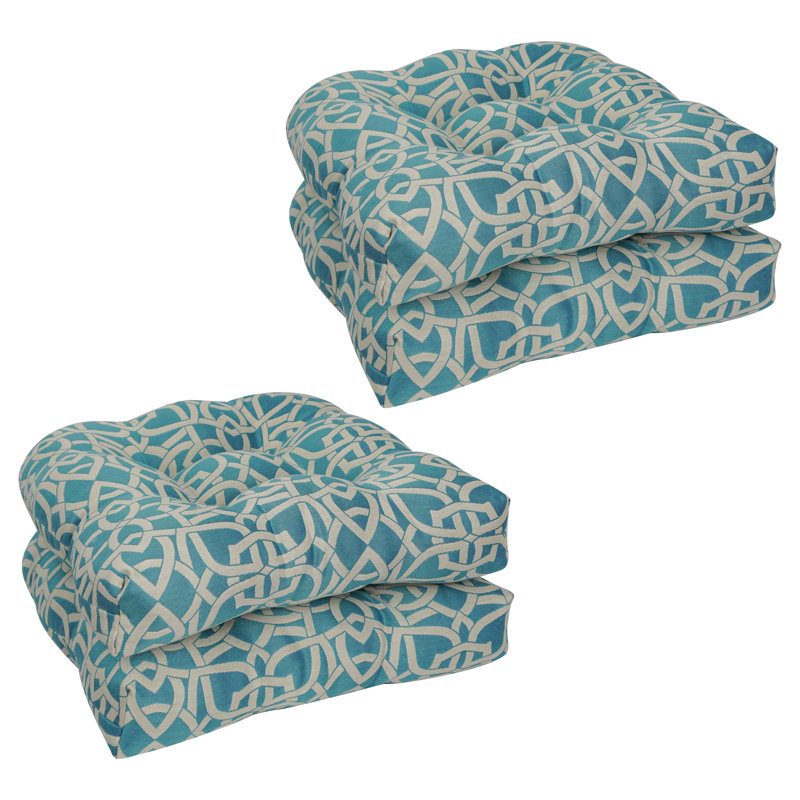 Outdoor 5'' Seat Cushion, Teal/White