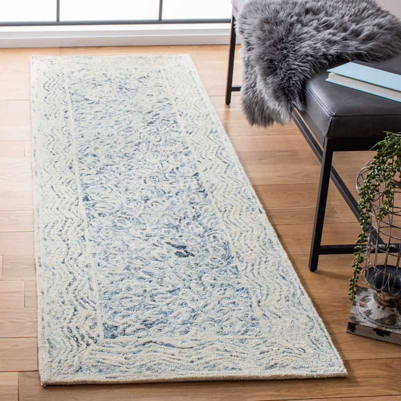 Denisha Hand Tufted Wool/Cotton Abstract Rug in Charcoal, Runner 2'3" X 7'
