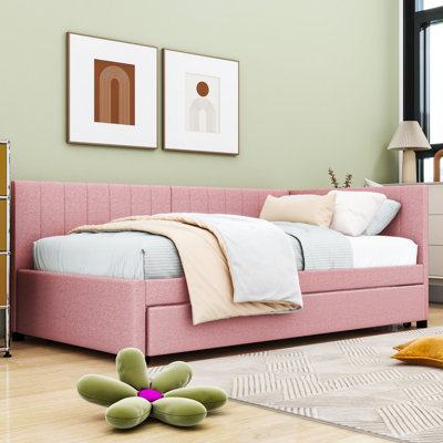 Linen Upholstered Daybed with Twin Trundle