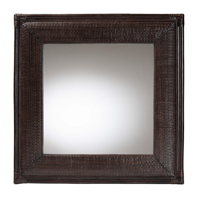 bali & pari Candela Natural Rattan Wall Mirror - Handwoven Wicker Accent Piece with Inset Mirrored Glass and Textured Frame