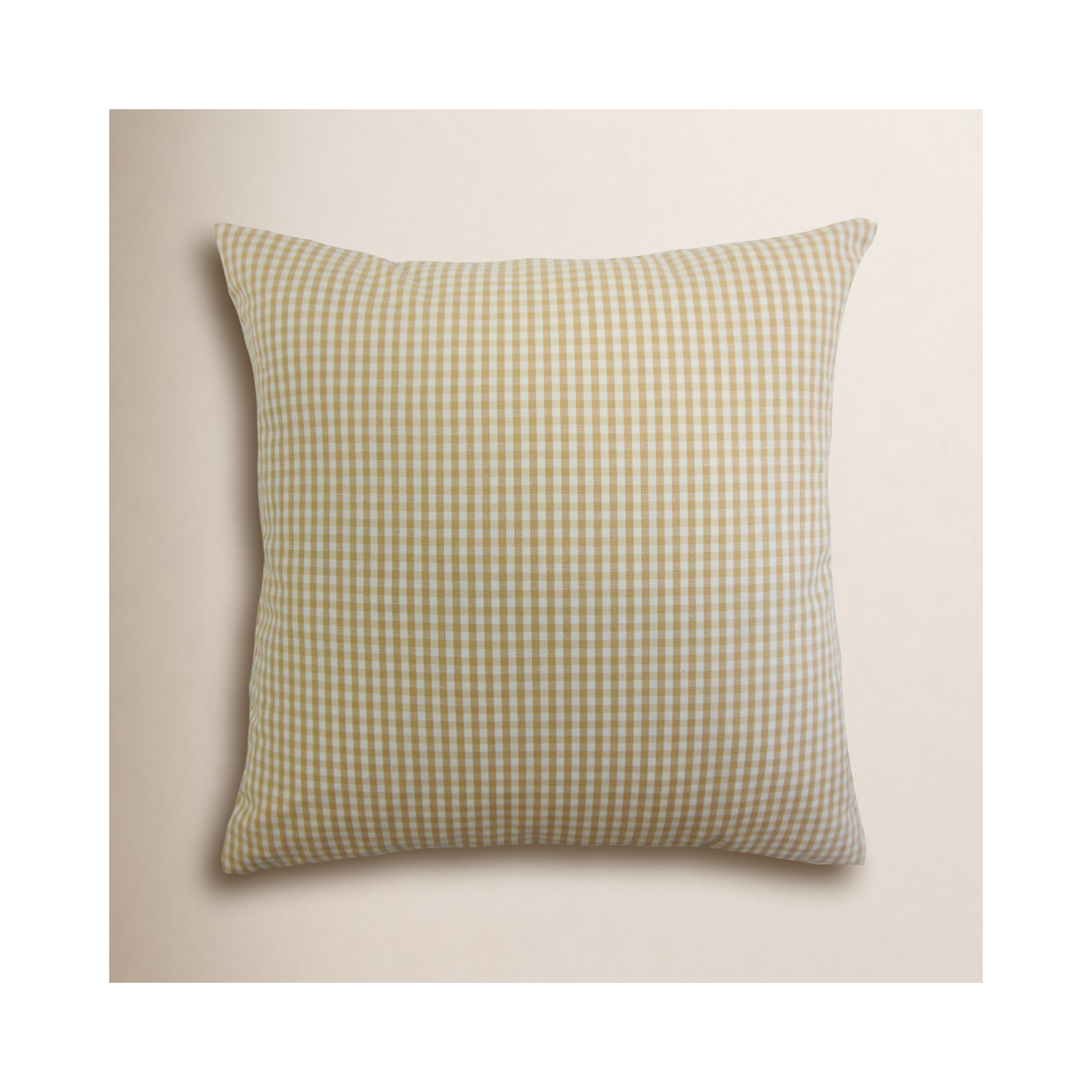 Henriette Plaid Cotton Throw Pillow, 20" H x 20" W, Honey