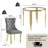 37"Modern Glass Dining Table Set, Irregular Stainless Steel Table Legs And Velvet Tufted Backrest Chairs-1878326481-1878326475-1878326485
