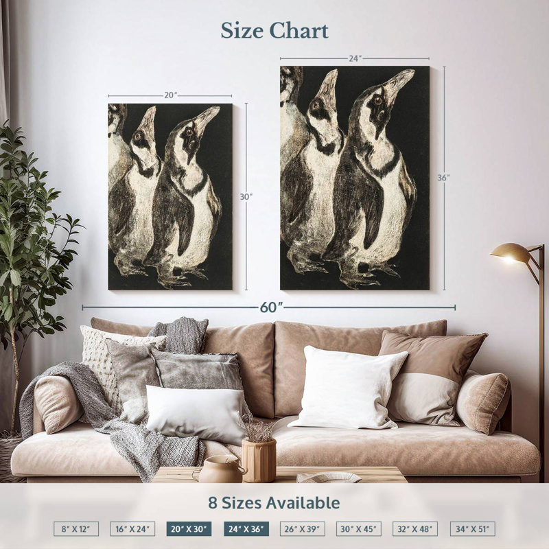 Brampt Drie Pinguins, 36" H x 24" W