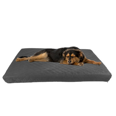 Coussin imperméable pour chien - Tapis pour animaux de compagnie en mousse à mémoire de forme double couche avec housse amovible et lavable à la machine - Tapis de cage 44x35 pour chiens ou chiots par PETMAKER (Gris)