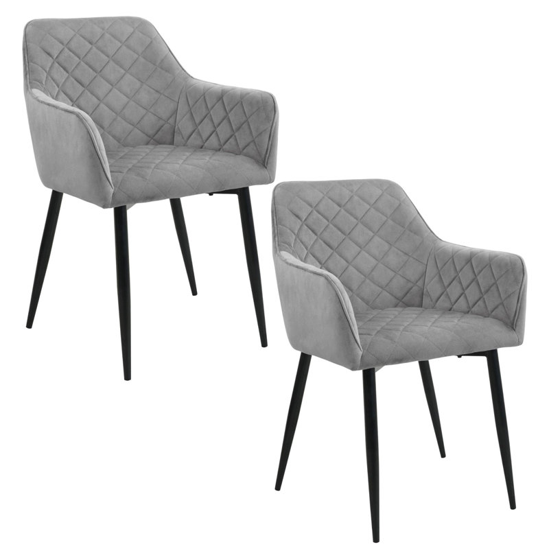 Leonardville 49cm H Tufted Velvet Upholstered Upholstered Back Side Chair in Gray