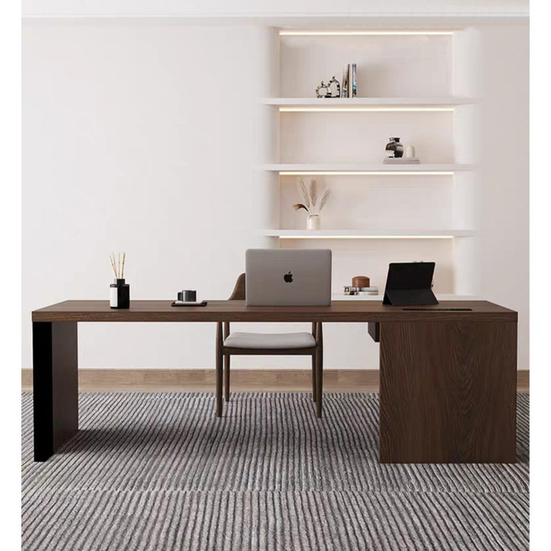 Grand bureau pratique avec tiroir de rangement et base stable, H 29,9 po x l 55,1 po x P 23,6 po, Brun