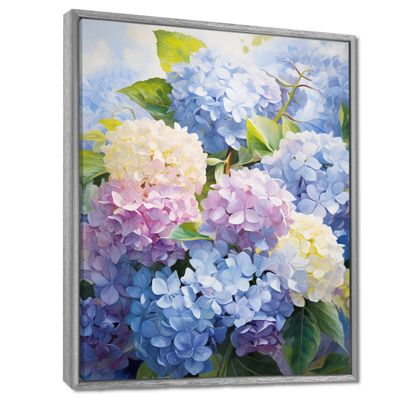 Impression sur toile encadrée «Sangrey Blue Mauve», H 40 po x l 30 po x P 1,5 po, Encadrement argenté