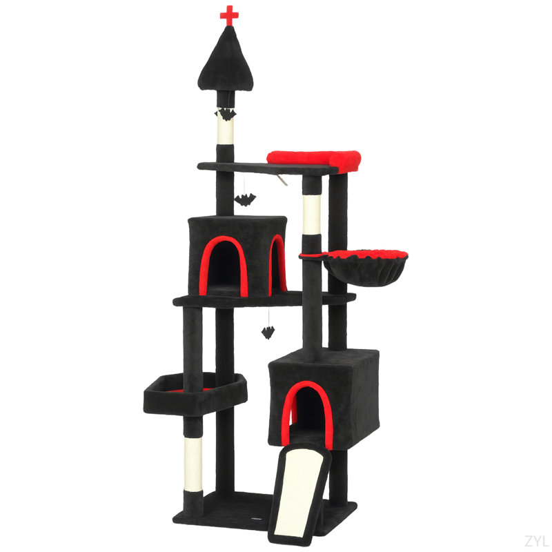78"Cat Tree Cat Tower With Coffin Bed
