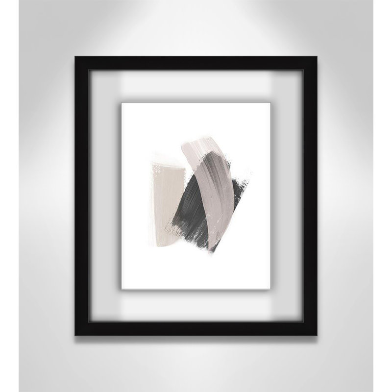 Alabaster Strokes - Peinture encadrée, Cadre noir satiné, H 1,25 po x l 15 po x P 1,25 po