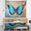 Tapisserie bleue vintage de papillon Floral