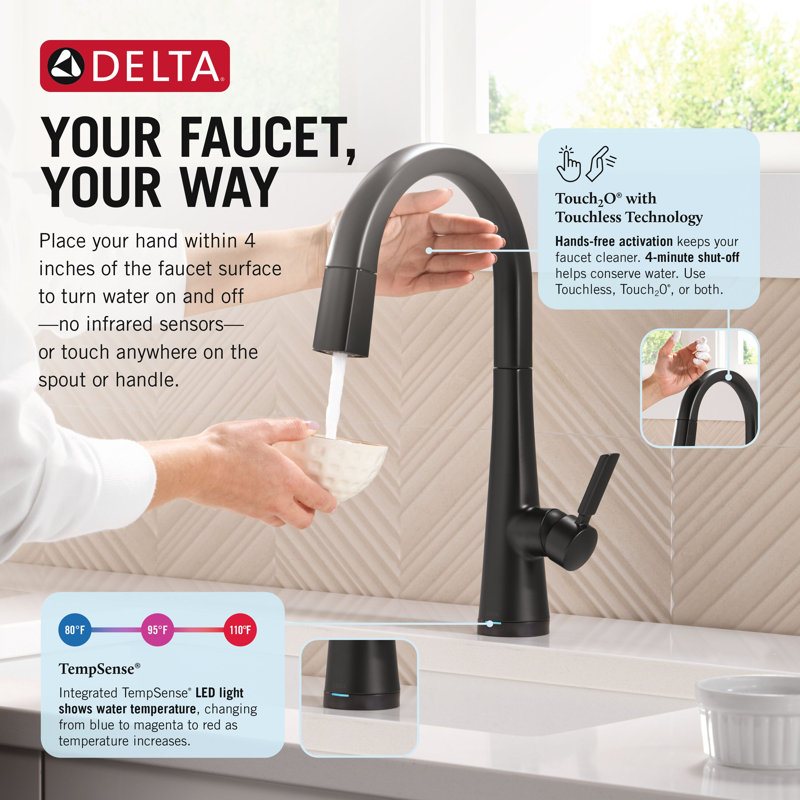 Monrovia Touchless Bar Faucet with Touch Technology, Matte Black