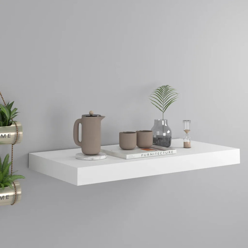 Artamas Floating Shelf, White, 3.8" H x 80" W x 23.5" D