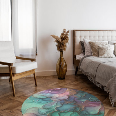 Tapis tressé violet et bleu sarcelle